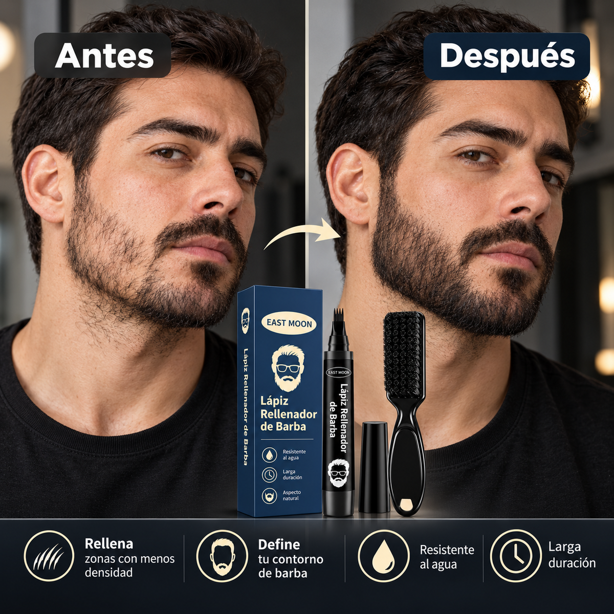 Lápiz Rellenador de Barba 4 Puntas – Acabado Natural
