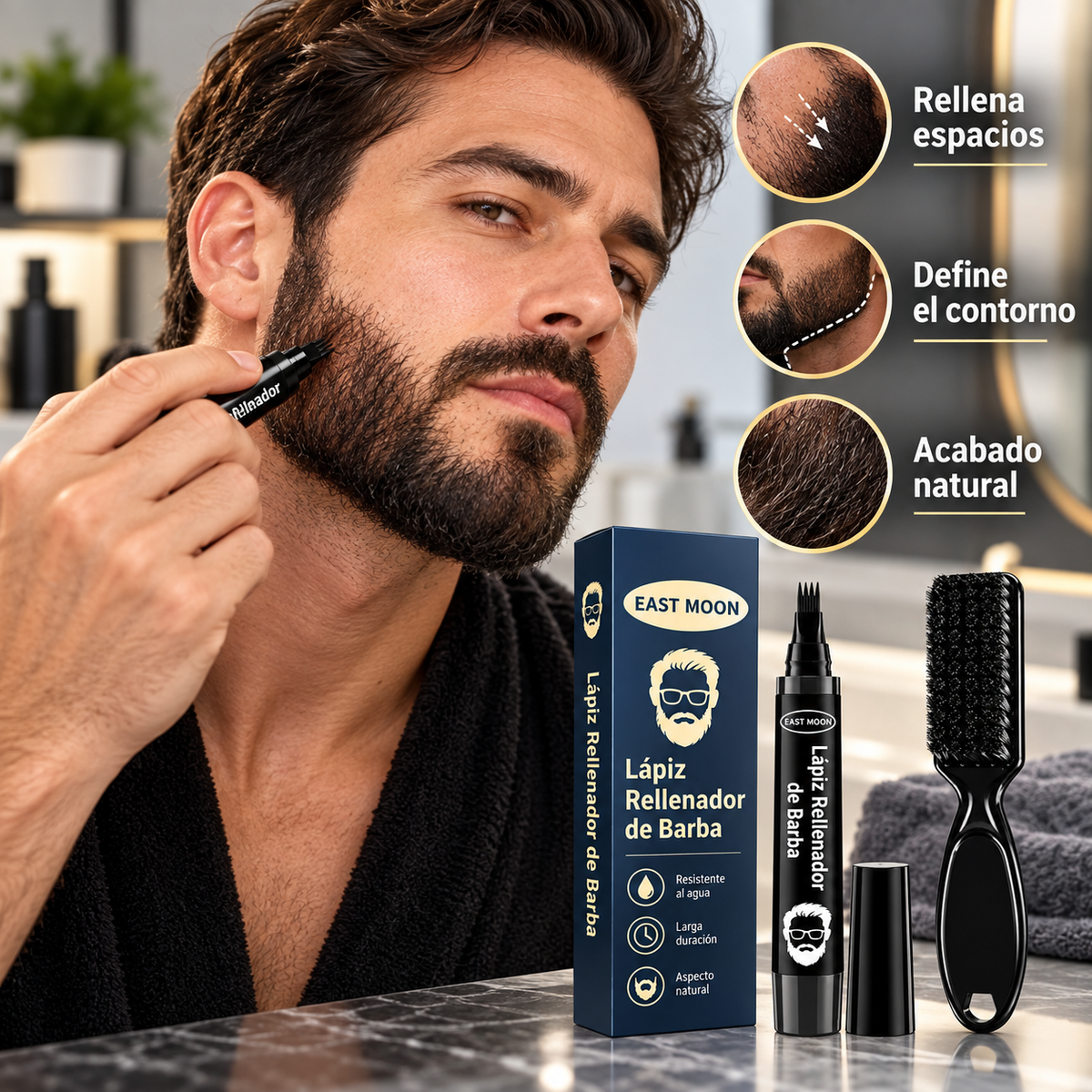 Lápiz Rellenador de Barba 4 Puntas – Acabado Natural